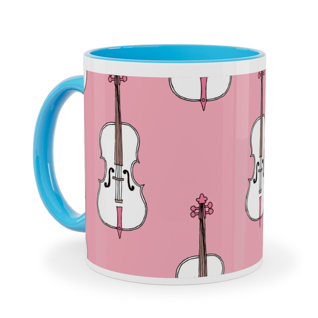 Violins - Pink Ceramic Mug, Light Blue,  , 11oz, Pink