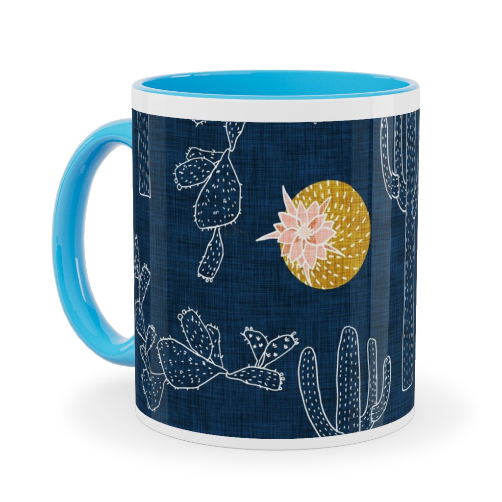Cactus - Indigo Ceramic Mug, Light Blue, , 11oz, Blue, True Blue