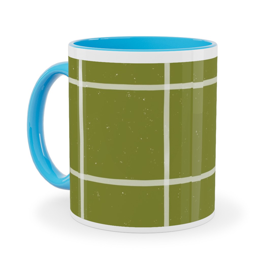 Watercolor Windowpane - Green Ceramic Mug, Light Blue, , 11oz, Green, Classic Green