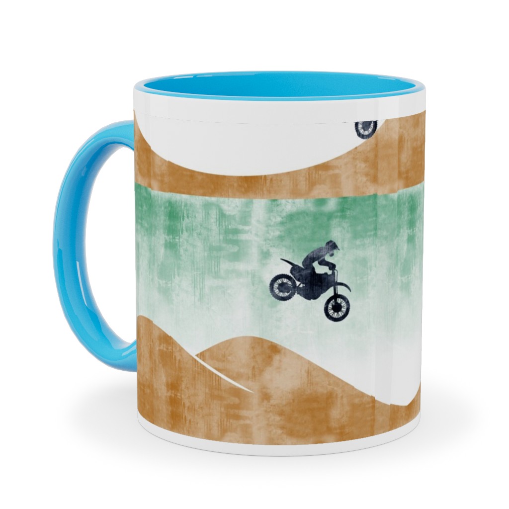 Motocross Dirt Bike Ceramic Mug, Light Blue,  , 11oz, Multicolor