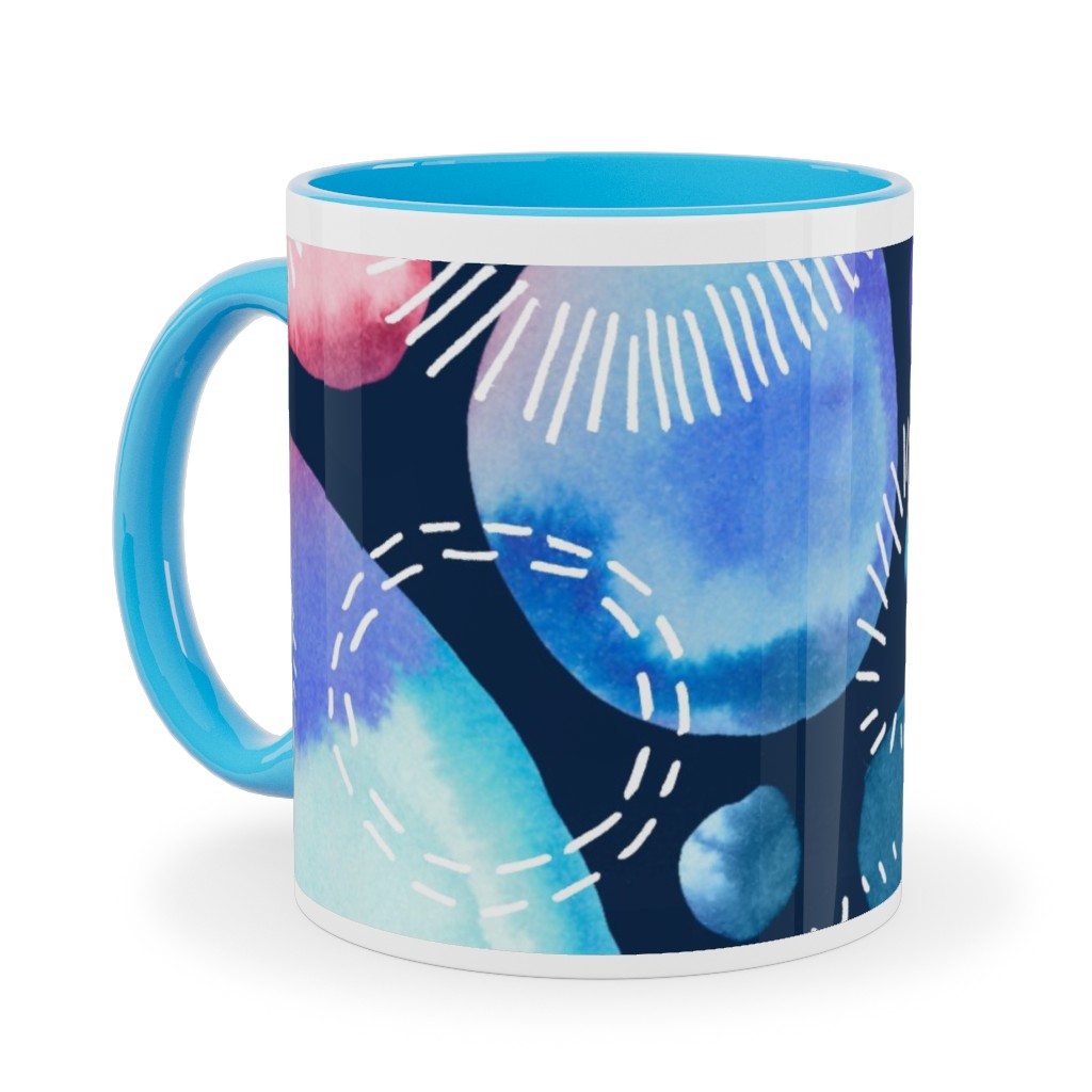 Watercolor Universe - Pink and Blue Ceramic Mug, Light Blue, , 11oz, Multicolor