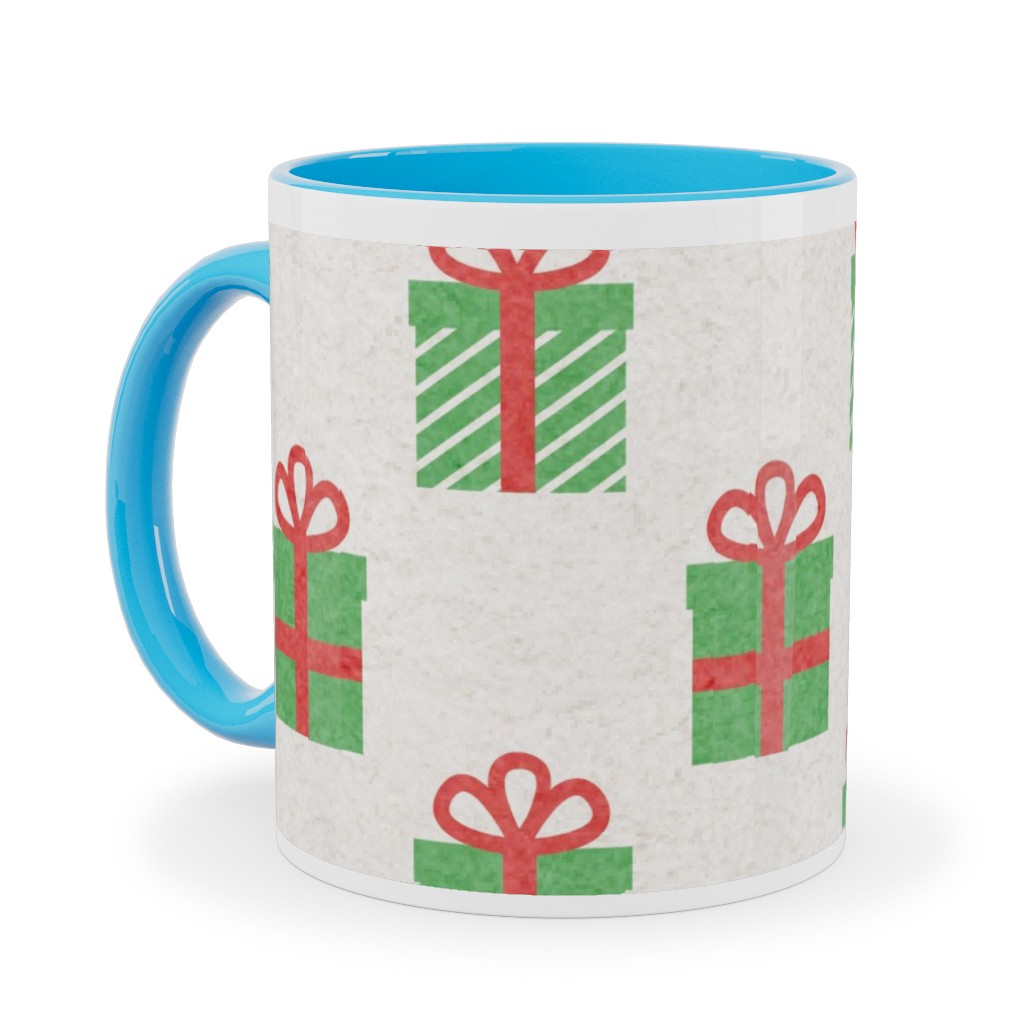 Christmas Presents Ceramic Mug, Light Blue,  , 11oz, Multicolor