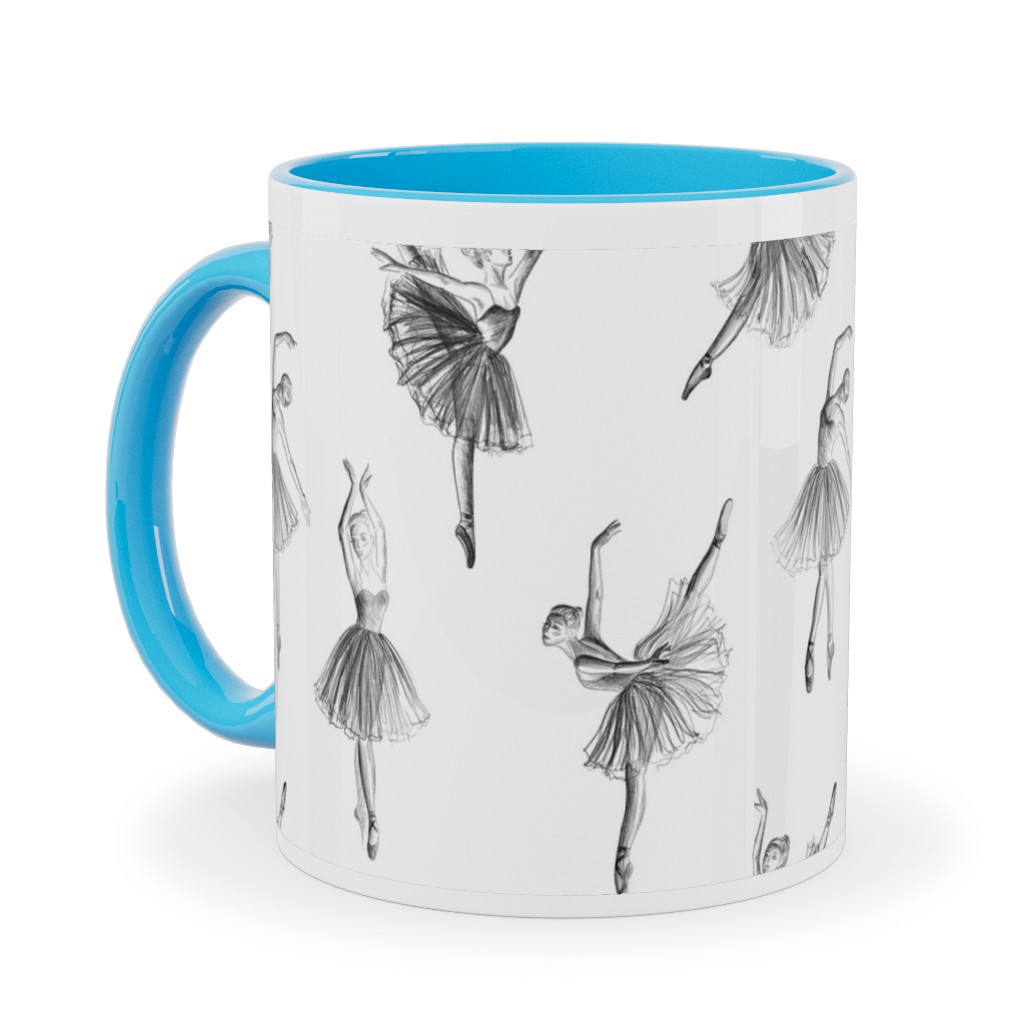 Ballerinas Ceramic Mug, Light Blue, , 11oz, White, White