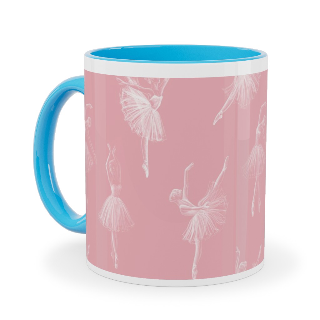 Ballerinas Ceramic Mug, Light Blue, , 11oz, Pink, Delicate Rose