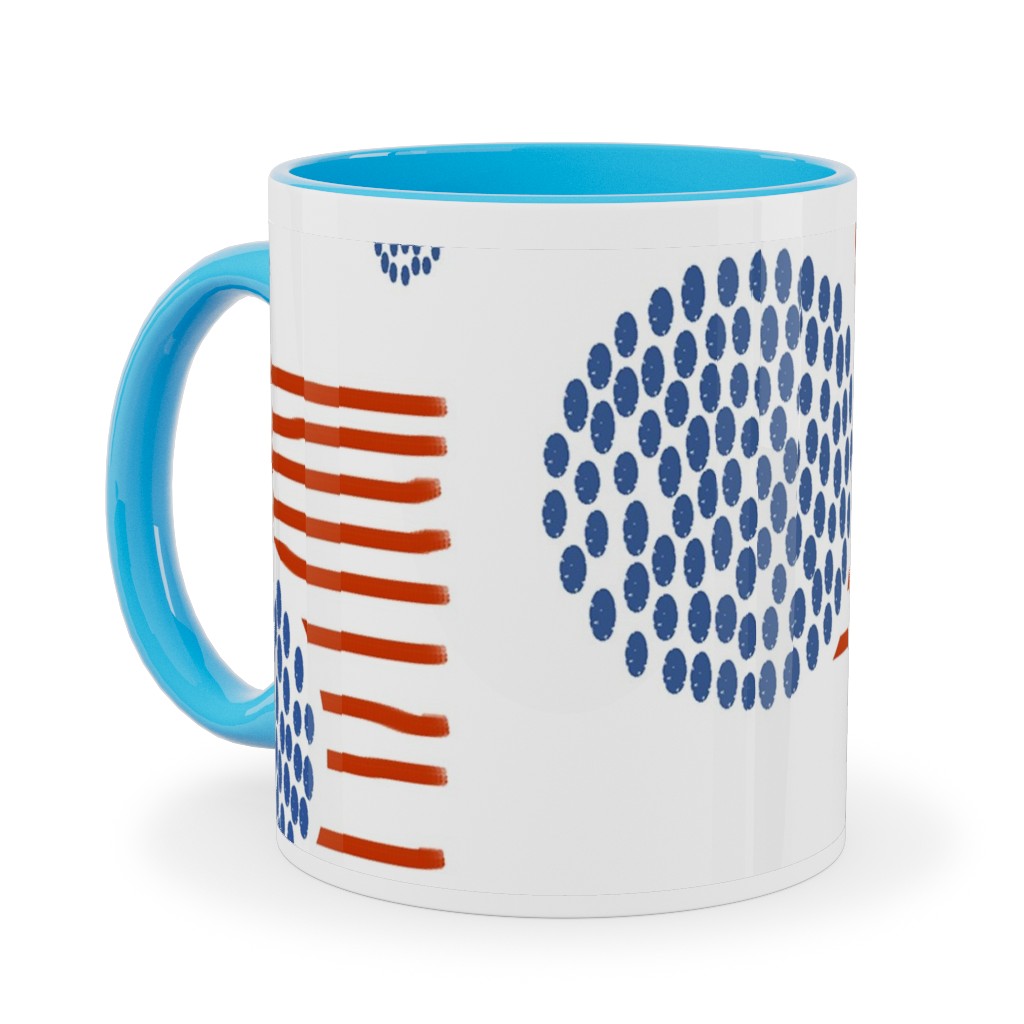 Imperfection in Red, White and Blue Ceramic Mug, Light Blue, , 11oz, Red, Red