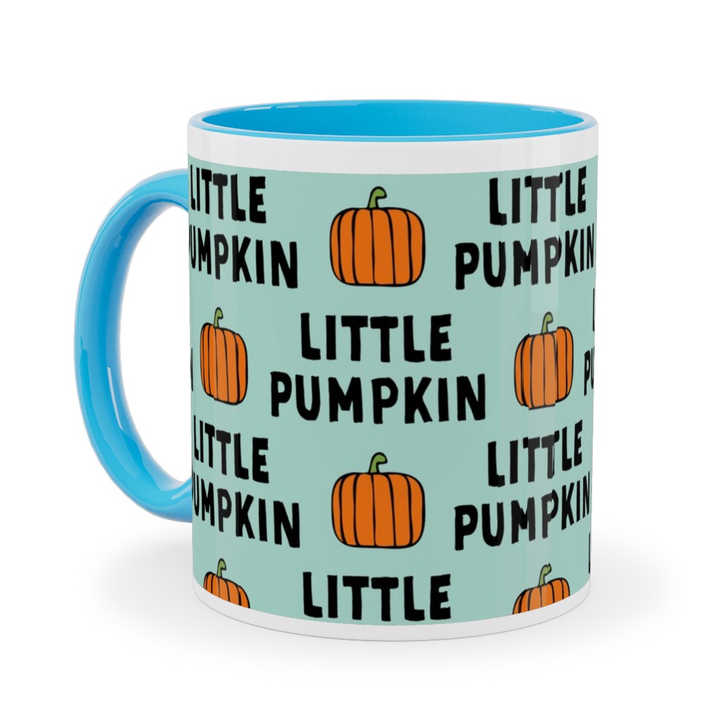 Little Pumpkin - Halloween - Aqua Ceramic Mug, Light Blue, , 11oz, Green, Classic Green