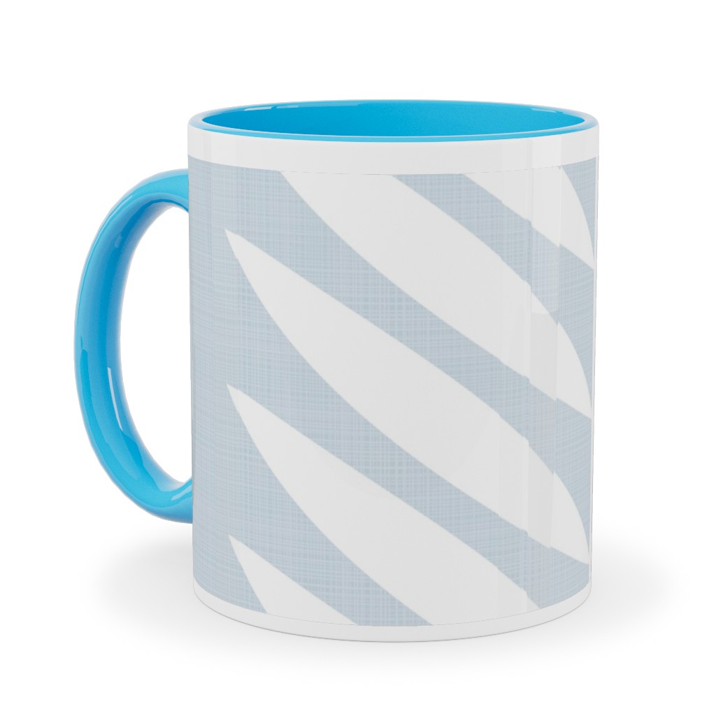 Laurel Leaf Stripe - Light Blue Ceramic Mug, Light Blue,  , 11oz, Blue