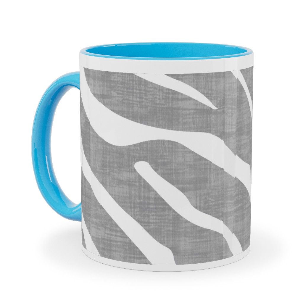 Zebra Texture - Gray Ceramic Mug, Light Blue,  , 11oz, Gray