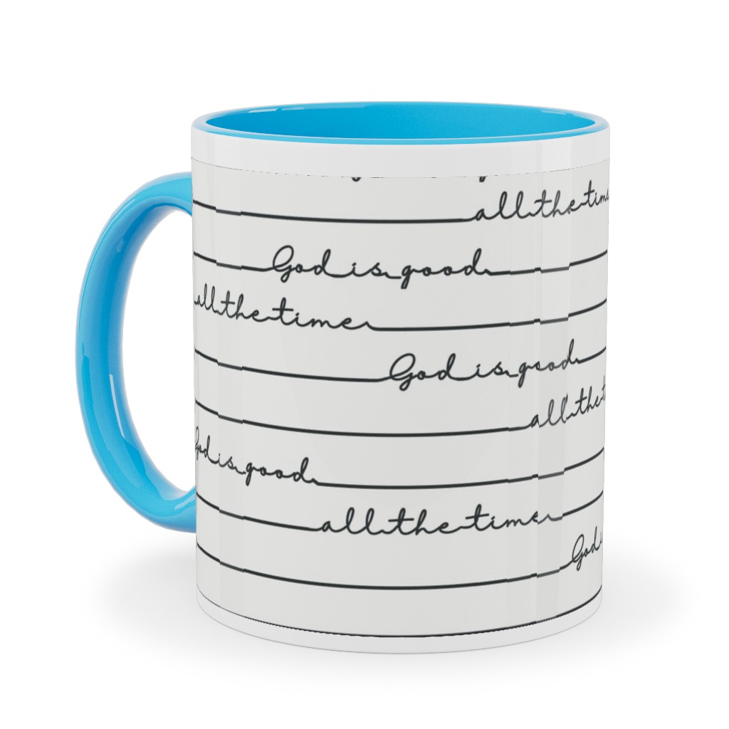 God Is Good - Black and White Ceramic Mug, Light Blue, , 11oz, White, White