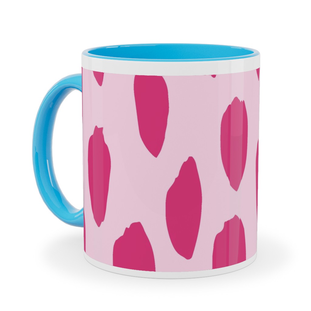 Brushstrokes - Fuchsia and Light Pink Ceramic Mug, Light Blue,  , 11oz, Pink