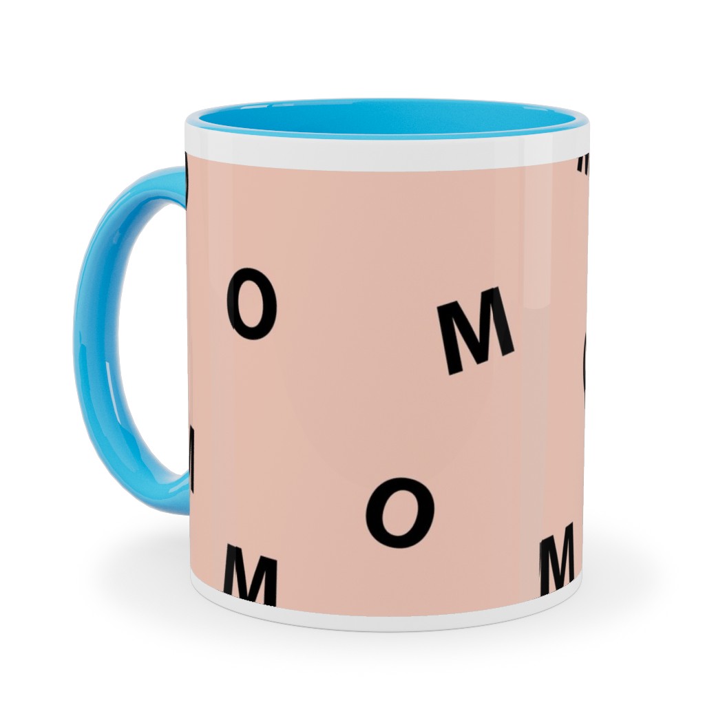 Sweet Mom Typography - Pale Nude Ceramic Mug, Light Blue,  , 11oz, Pink