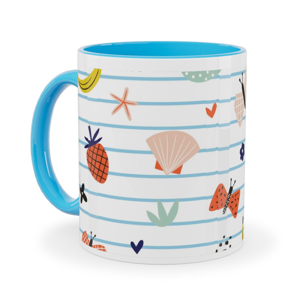 Summer Loving Stripe - Multi Ceramic Mug, Light Blue, , 11oz, Multicolor