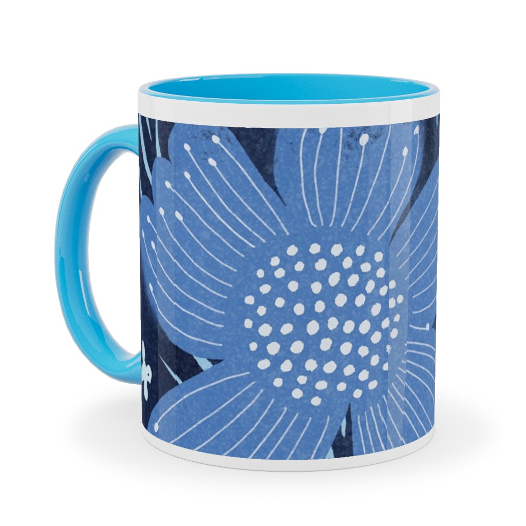 Shibori Flower Abundance - Blue Ceramic Mug, Light Blue,  , 11oz, Blue