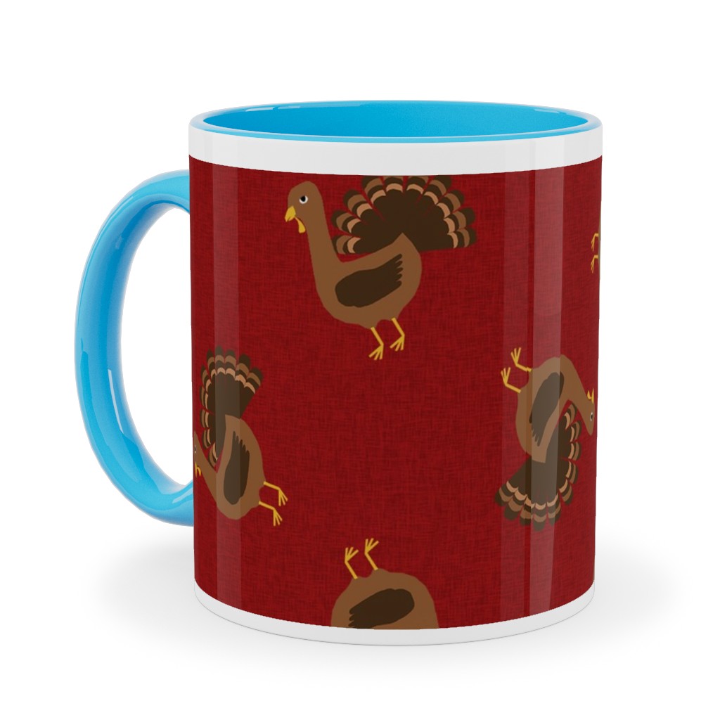Turkey Toss Ceramic Mug, Light Blue, , 11oz, Red, Sap