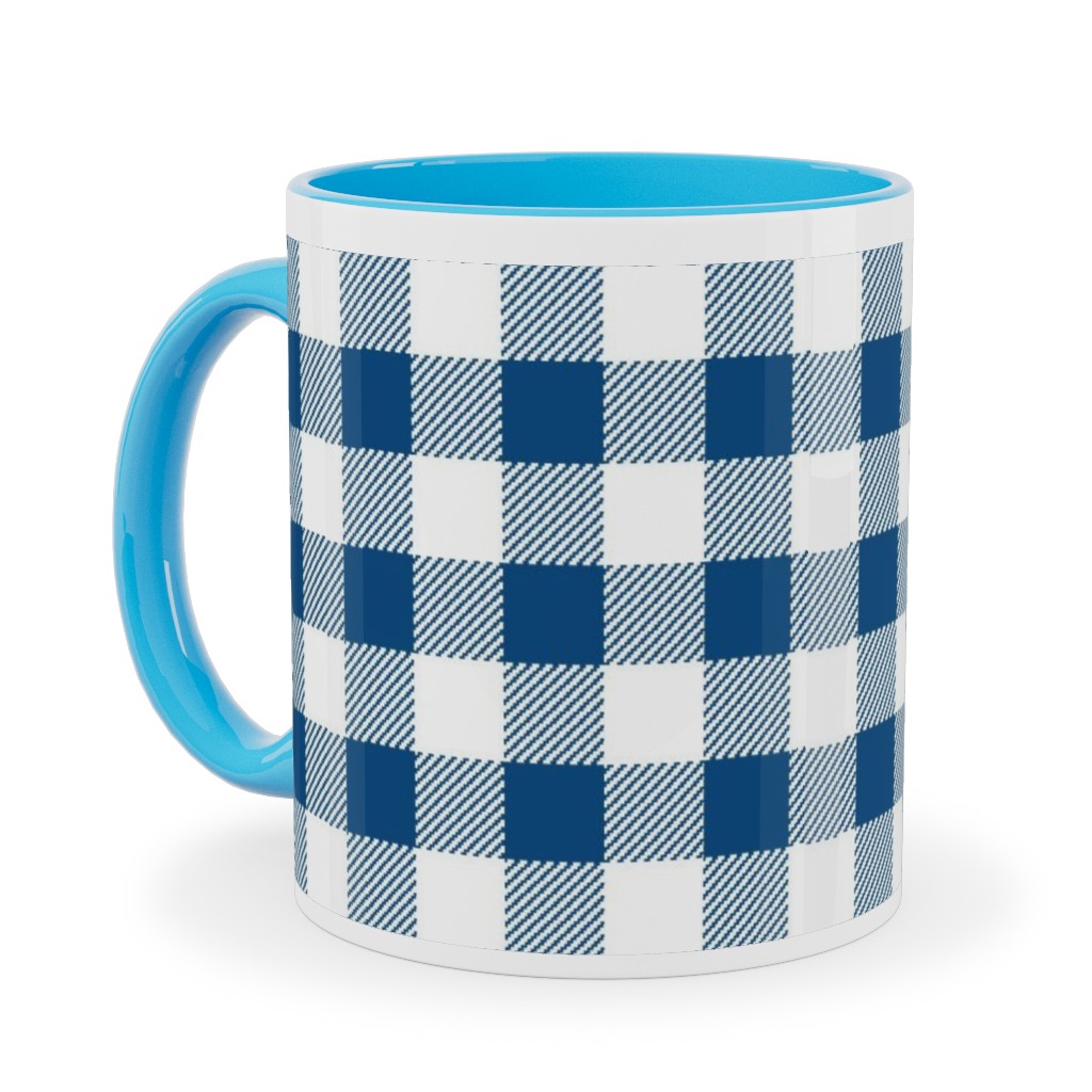 Classic Gingham - Blue Ceramic Mug, Light Blue,  , 11oz, Blue