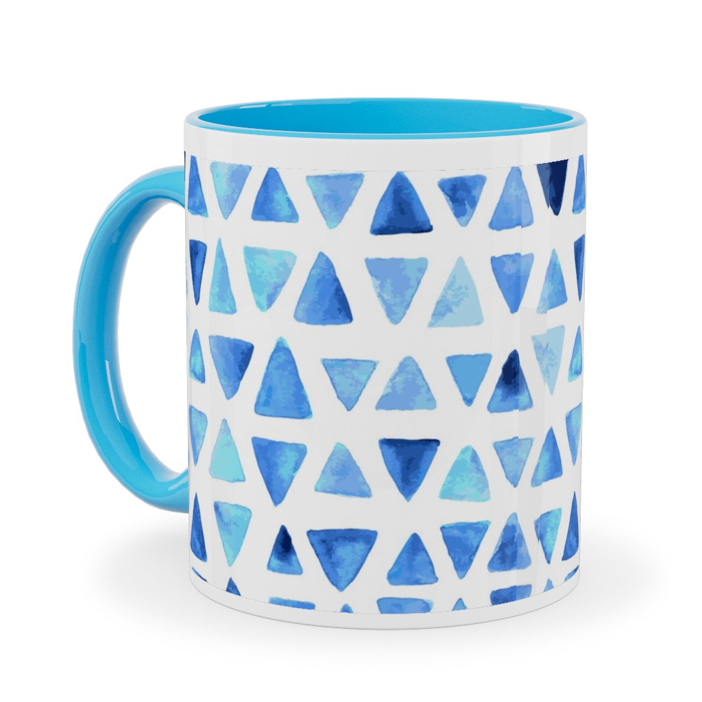 Watercolor Triangles - Blue Ceramic Mug, Light Blue,  , 11oz, Blue