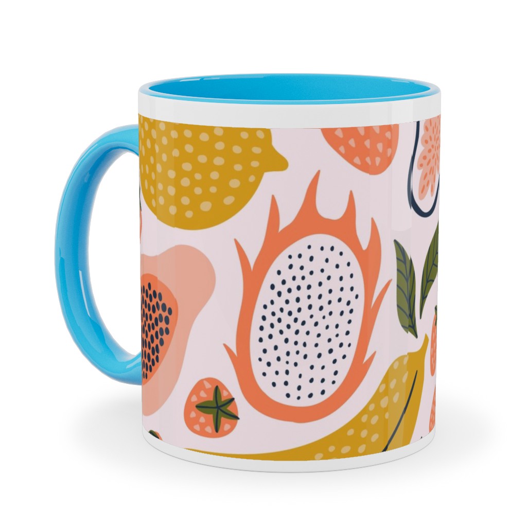 Summer Fruits - Orange Ceramic Mug, Light Blue, , 11oz, Orange, Orange