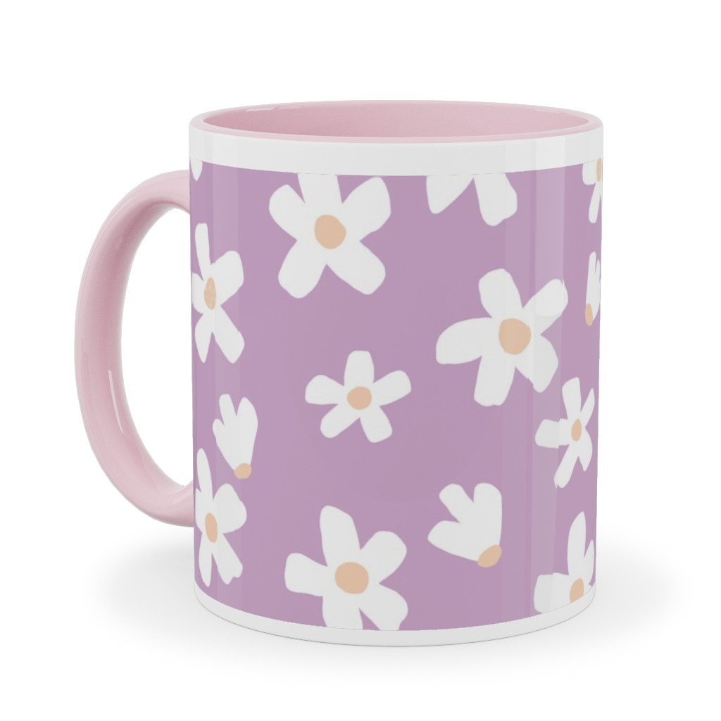 Daisy Garden Floral - Purple Ceramic Mug, Pink,  , 11oz, Purple