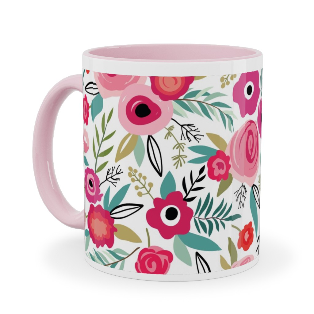 Maypole - Pink Ceramic Mug, Pink, , 11oz, Pink, Bright Pink
