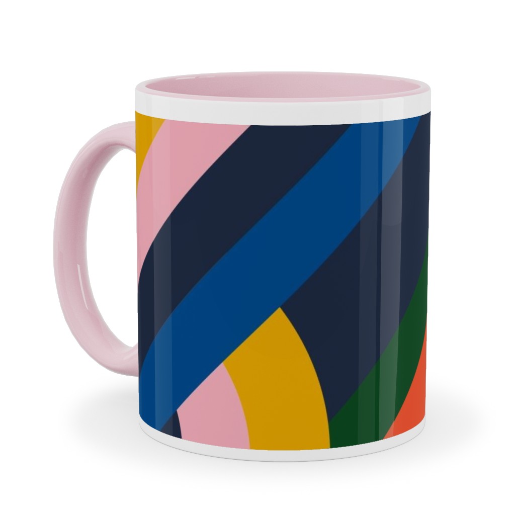 Modernist Loop - Multi Ceramic Mug, Pink,  , 11oz, Multicolor