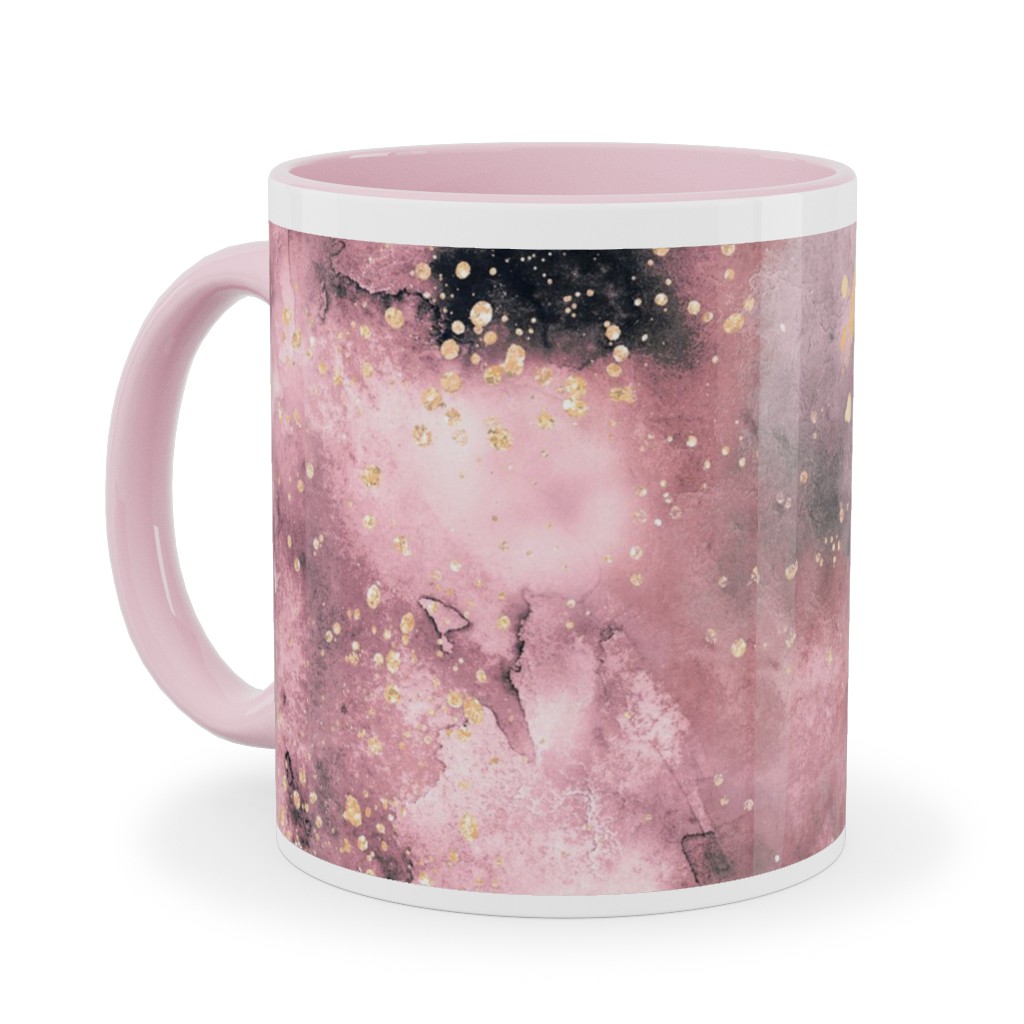 Watercolor Marble - Pink Ceramic Mug, Pink, , 11oz, Pink, Bright Pink