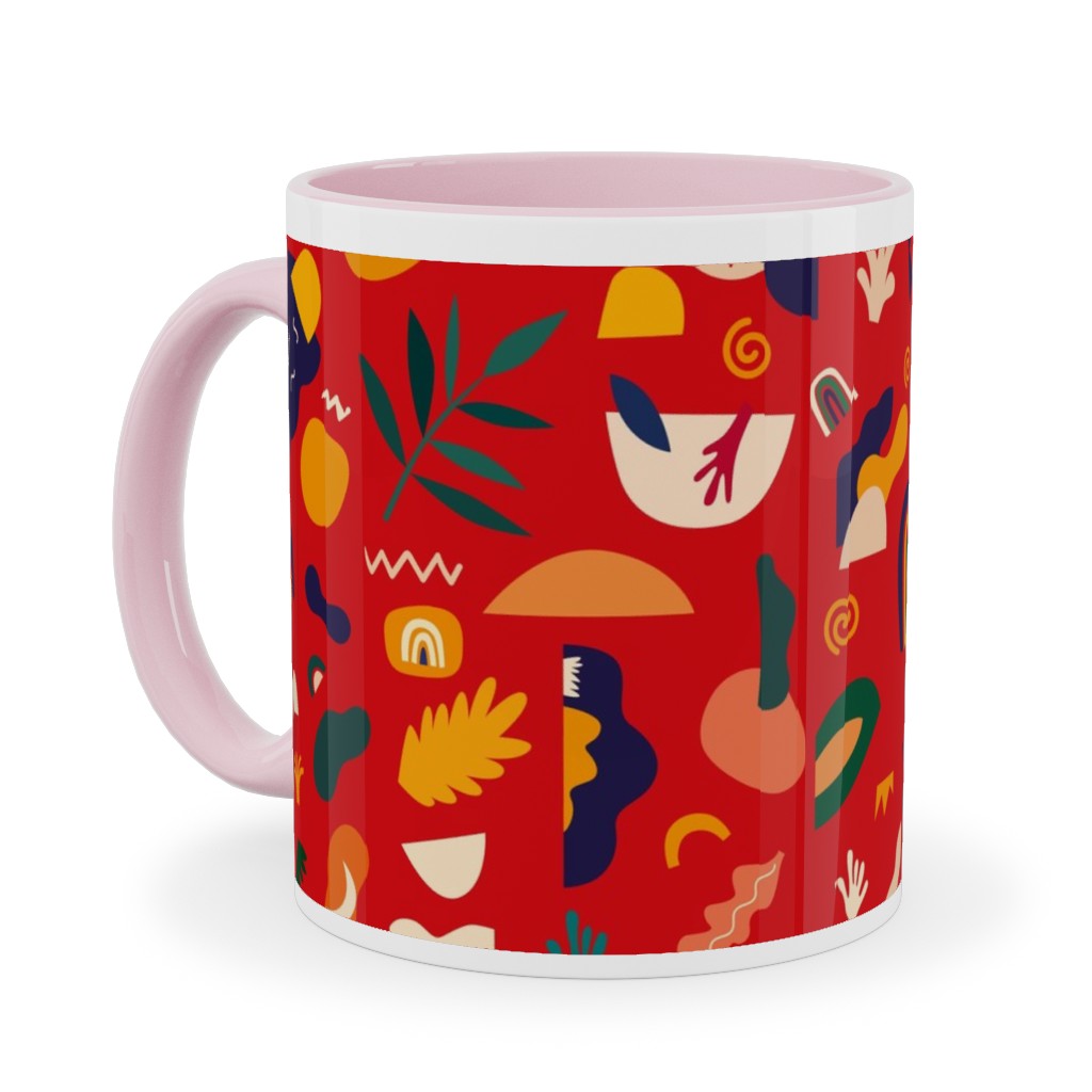 Seamless Pattern - Red Ceramic Mug, Pink, , 11oz, Red, Red