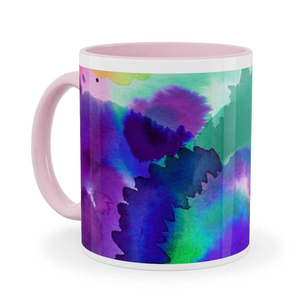 Abstract Floral Watercolor - Multi Ceramic Mug, Pink, , 11oz, Multicolor