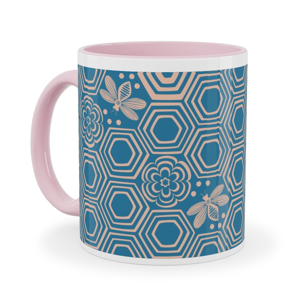 Honeyrose Ceramic Mug, Pink, , 11oz, Blue, True Blue