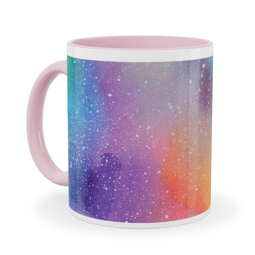 Watercolor Rainbow - Multi Ceramic Mug, Pink, , 11oz, Multicolor