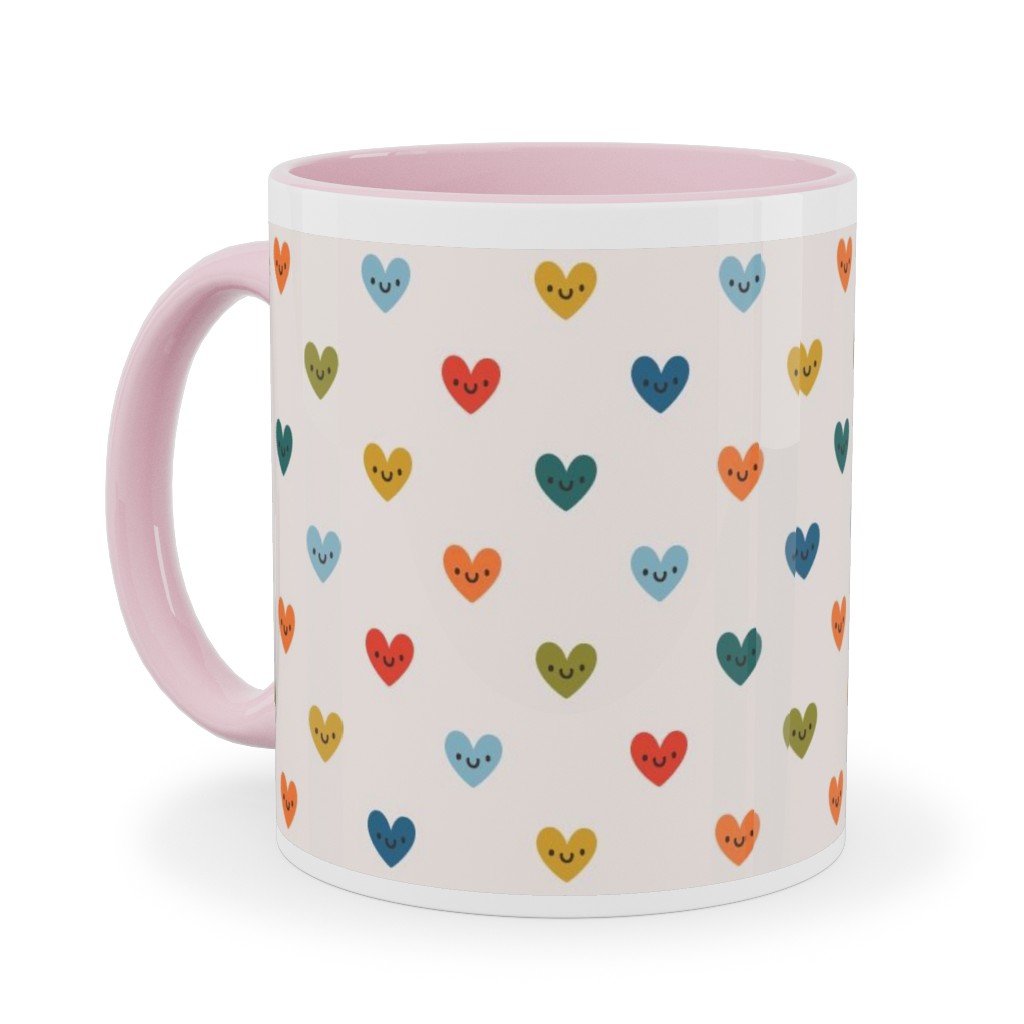Cute Colored Hearts - Multi Ceramic Mug, Pink,  , 11oz, Multicolor
