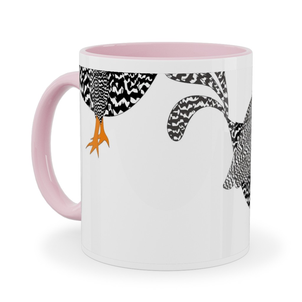 Chick, Chick, Chickens - Neutral Ceramic Mug, Pink, , 11oz, White, White