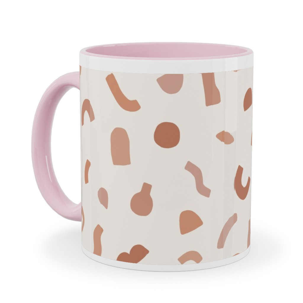 Organic Cut Shapes - Kaolin Clay Ceramic Mug, Pink, , 11oz, Beige, Pearl