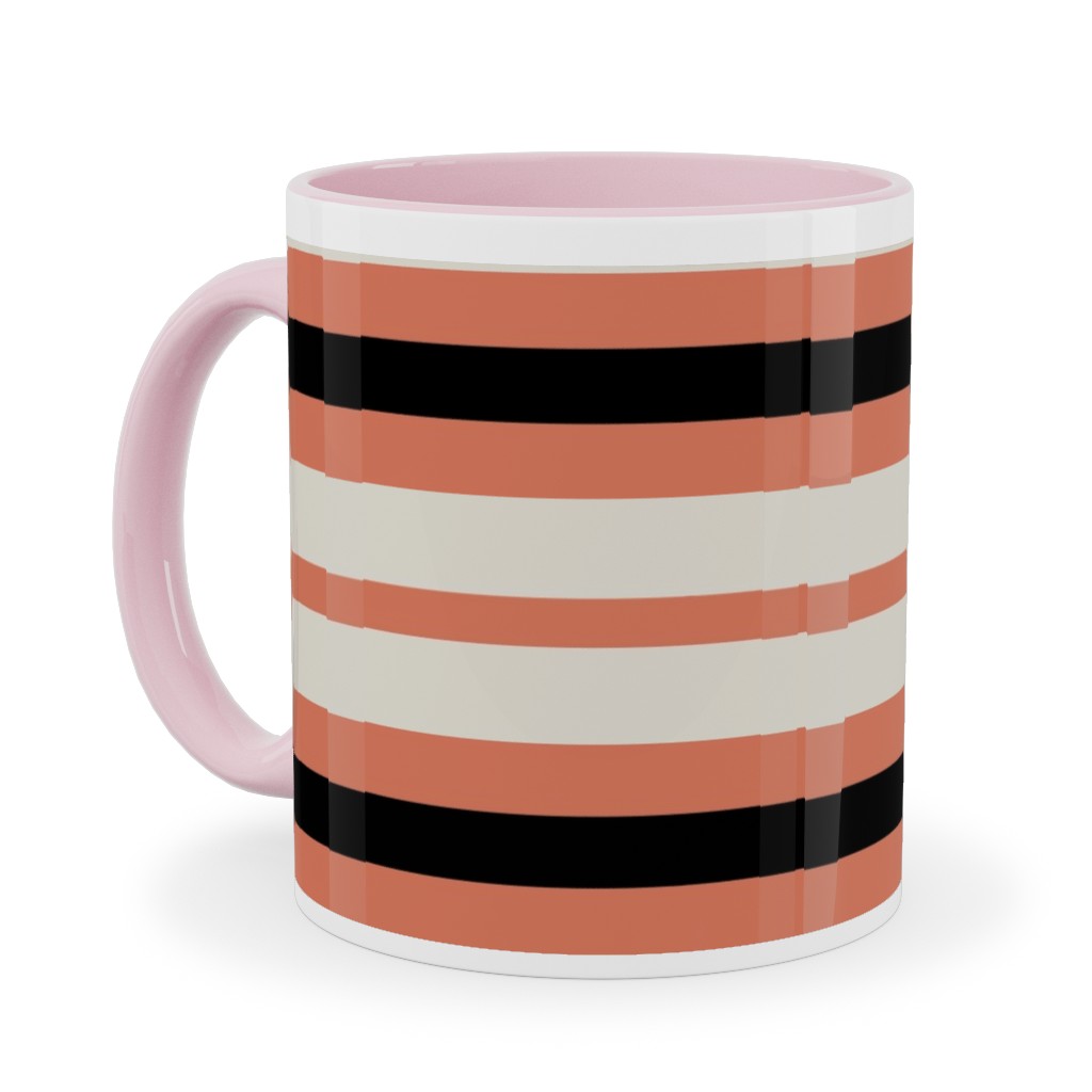 Spooky Halloween Stripe Ceramic Mug, Pink, , 11oz, Multicolor