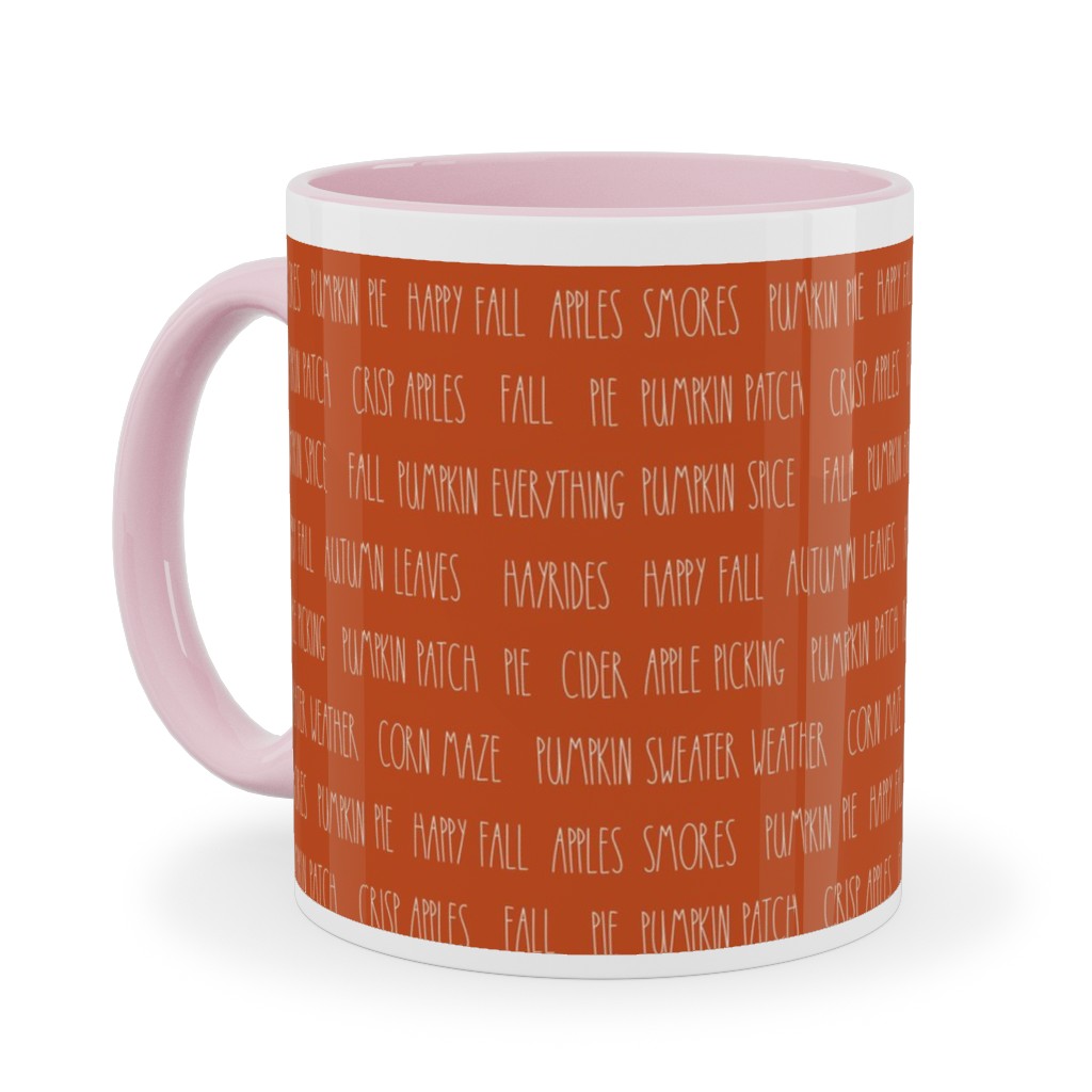 Fall Fun Typography - Orange Ceramic Mug, Pink, , 11oz, Orange, Orange