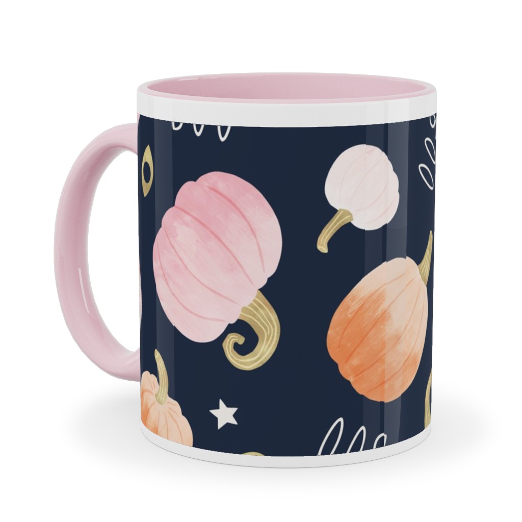 Pastel Pumpkins Halloween Party Boo Ceramic Mug, Pink,  , 11oz, Orange