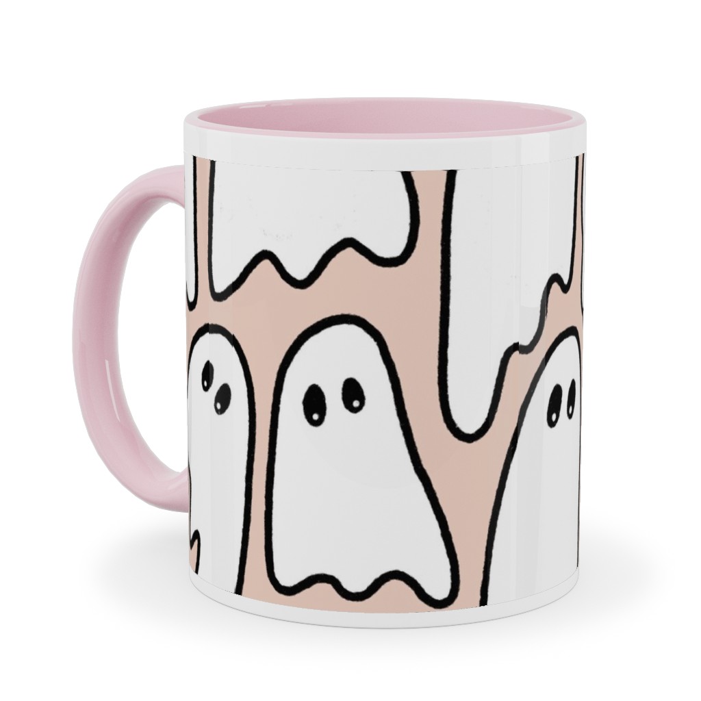 Ghosted Ghosts Ceramic Mug, Pink,  , 11oz, Pink