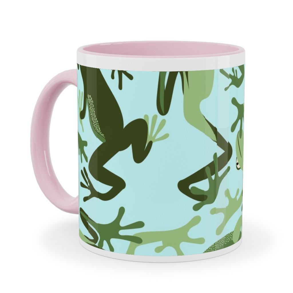All the Frogs Ceramic Mug, Pink, , 11oz, Green, Emerald