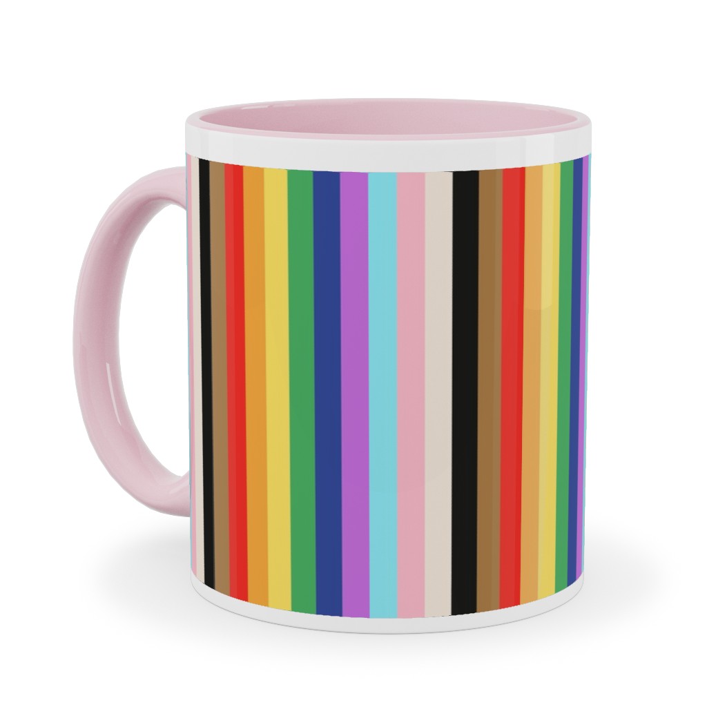 Lgbtq Stripes - Rainbow Pride Flag - Vertical Ceramic Mug, Pink,  , 11oz, Multicolor