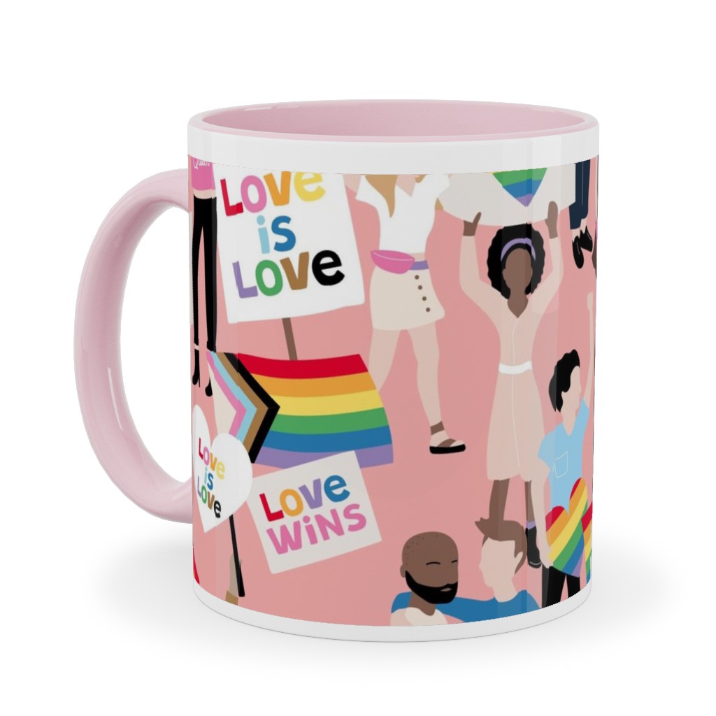 Pride Lgbtq Rainbow Flag Ceramic Mug, Pink,  , 11oz, Multicolor