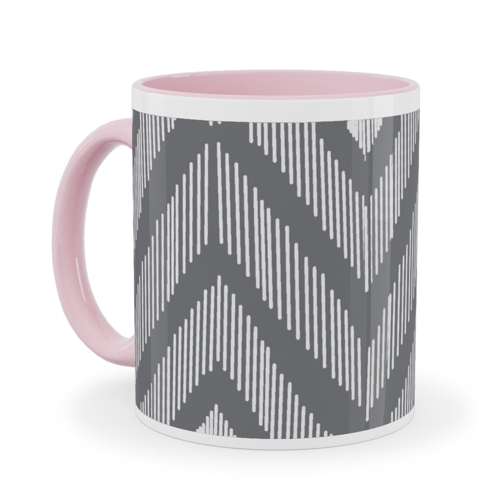 Ikat Ceramic Mug, Pink, , 11oz, Gray, Slate