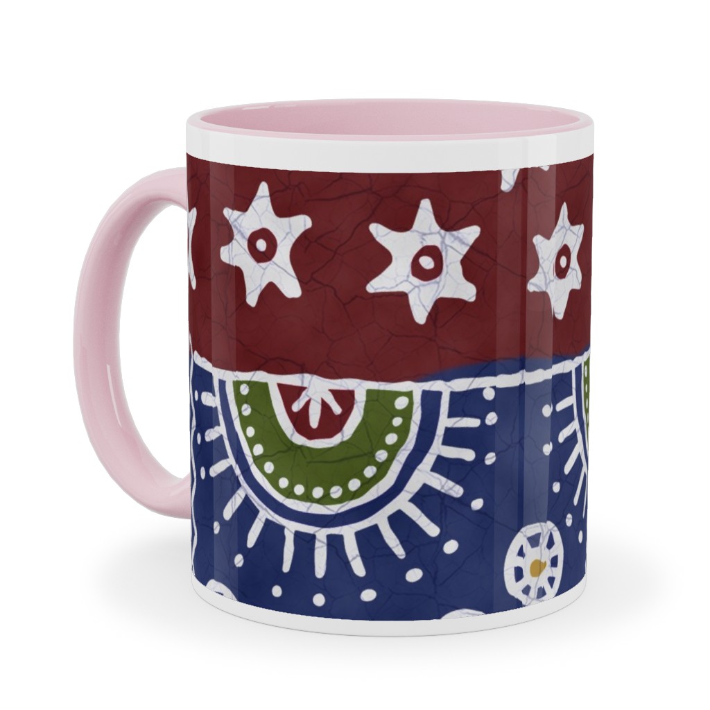 Batik Complete - Warm Ceramic Mug, Pink,  , 11oz, Multicolor