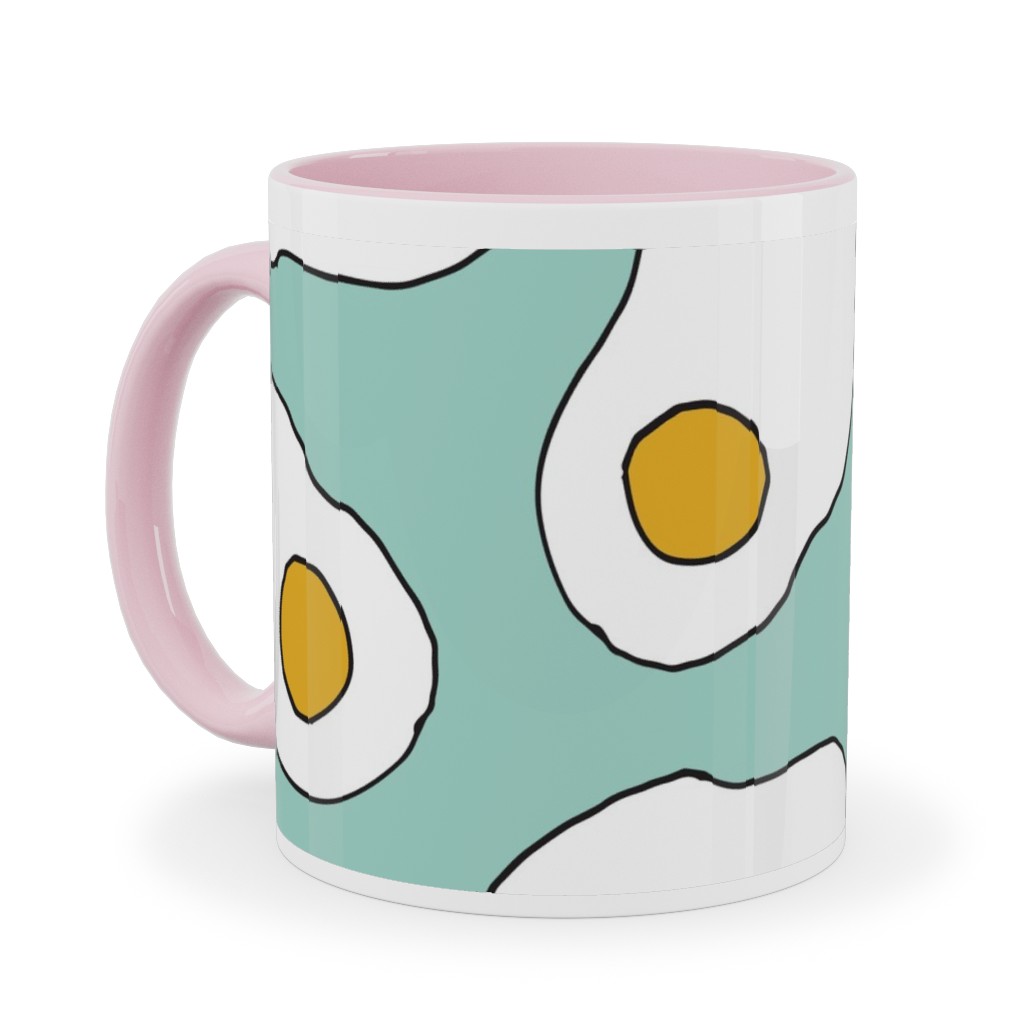 Eggs - Mint Green Ceramic Mug, Pink,  , 11oz, Green