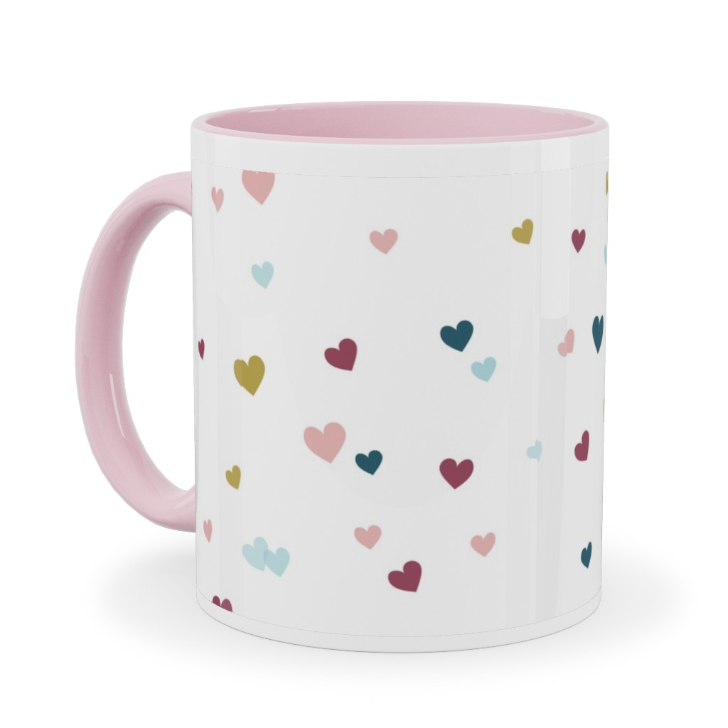 Confetti Hearts - White and Multi Ceramic Mug, Pink, , 11oz, Multicolor