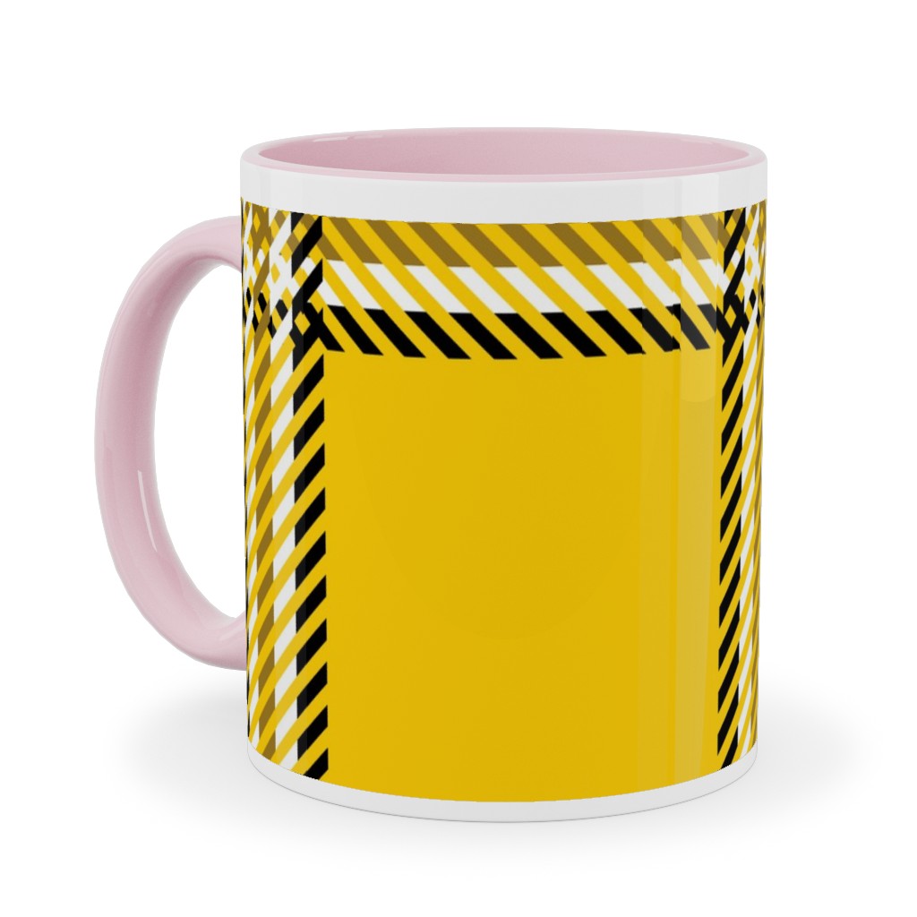 Cher's Plaid Ceramic Mug, Pink, , 11oz, Yellow, Classic Yellow