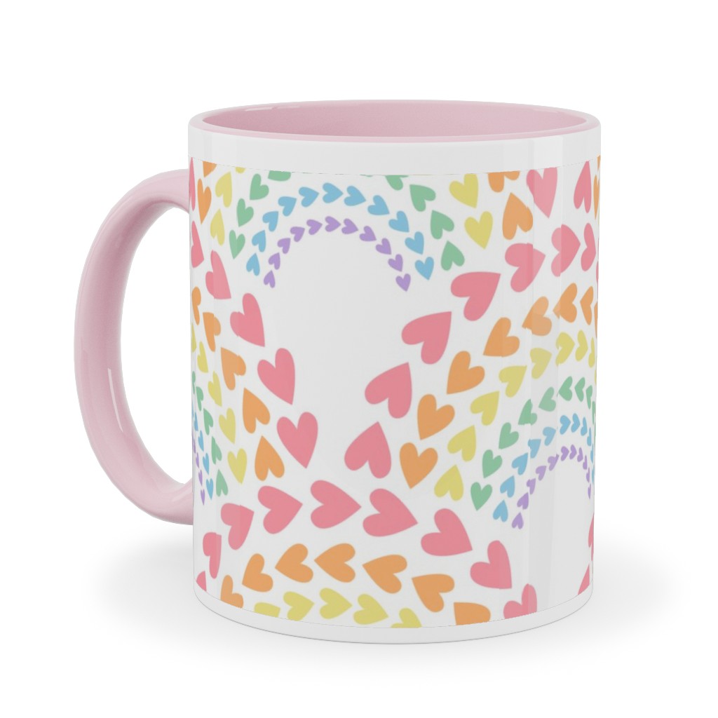 Rainbow Love Ceramic Mug, Pink, , 11oz, Multicolor, Penelope