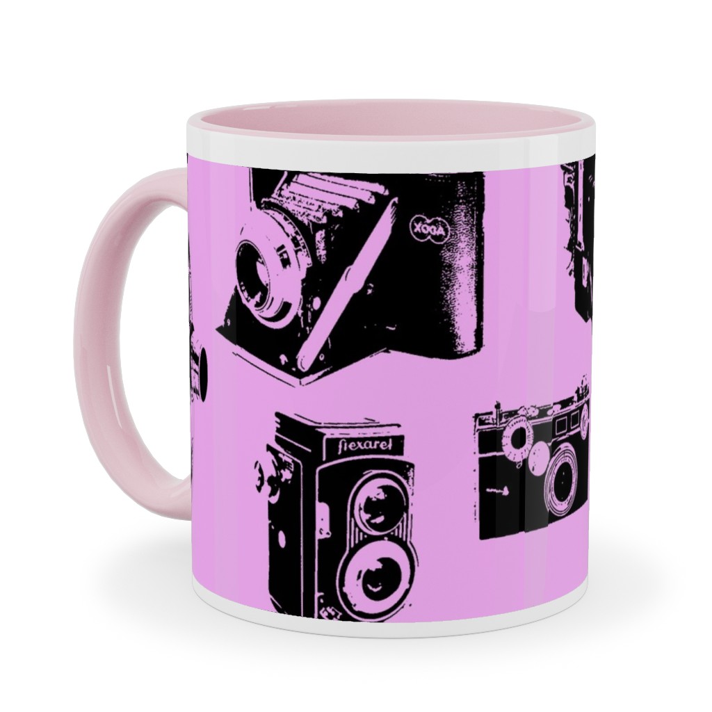 Retro Cameras Ceramic Mug, Pink,  , 11oz, Pink
