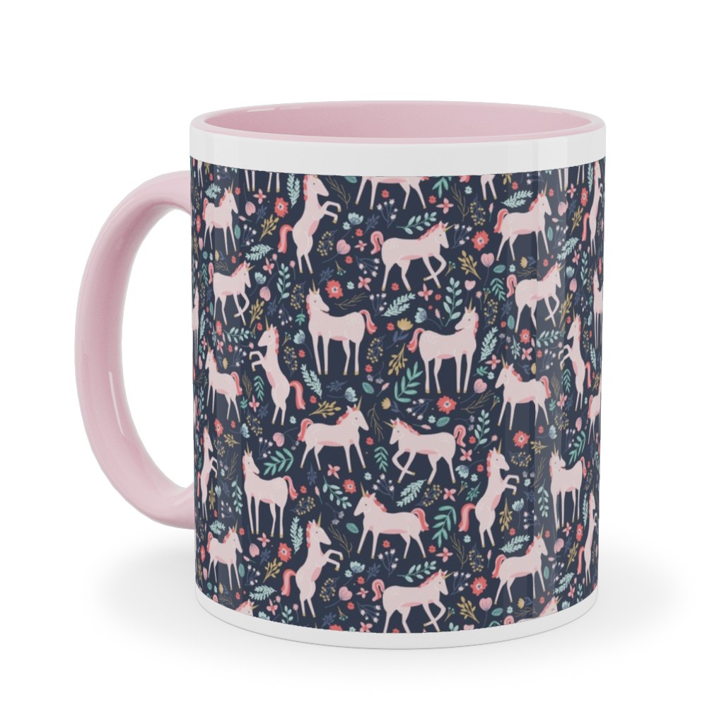 Pink Unicorn Fields - Dark Ceramic Mug, Pink, , 11oz, Multicolor