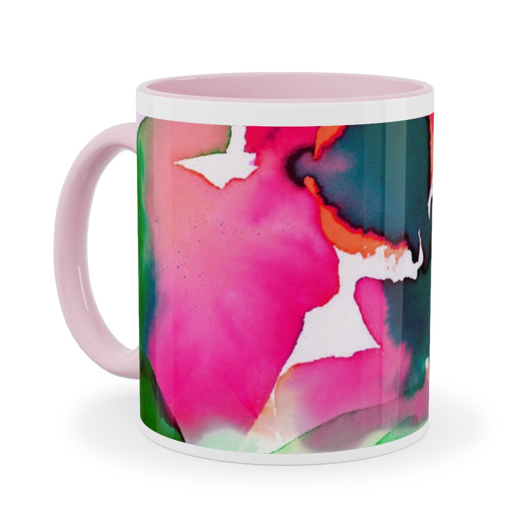 Abstract Flora Watercolor - Multi Ceramic Mug, Pink, , 11oz, Multicolor