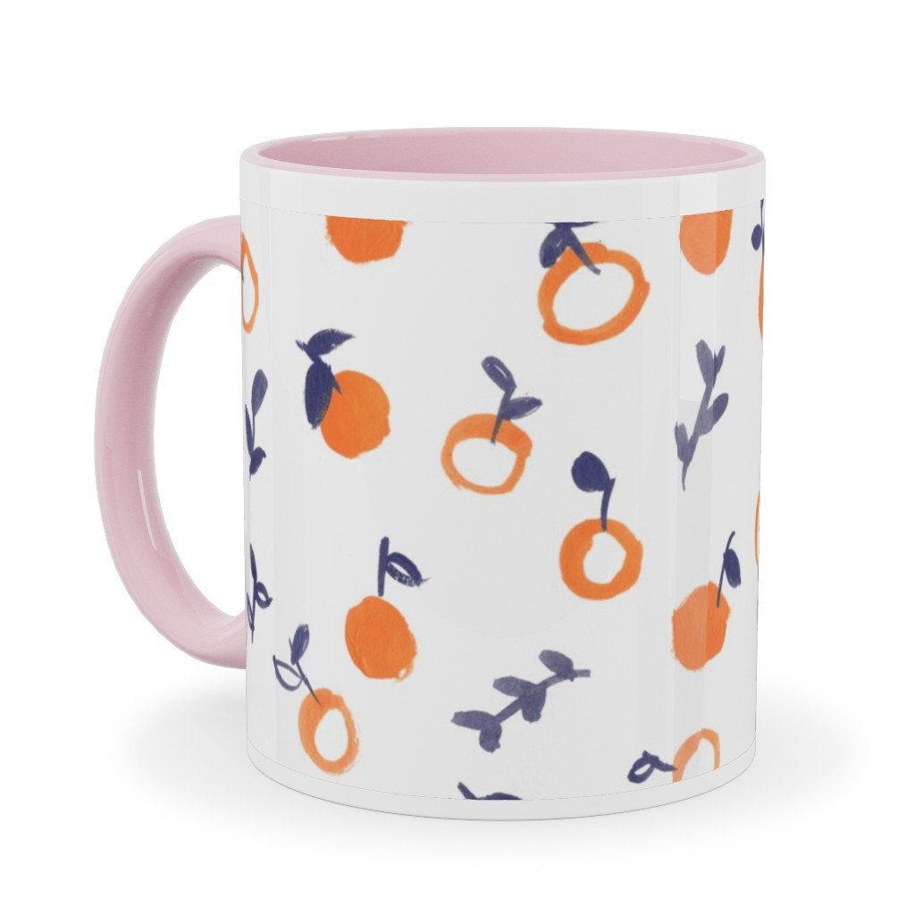 Whimsical Watercolor Orange Ceramic Mug, Pink, , 11oz, Orange, Orange