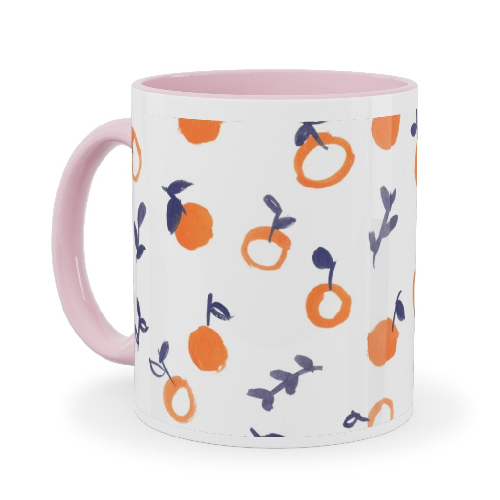 Whimsical Watercolor Orange Ceramic Mug, Pink,  , 11oz, Orange